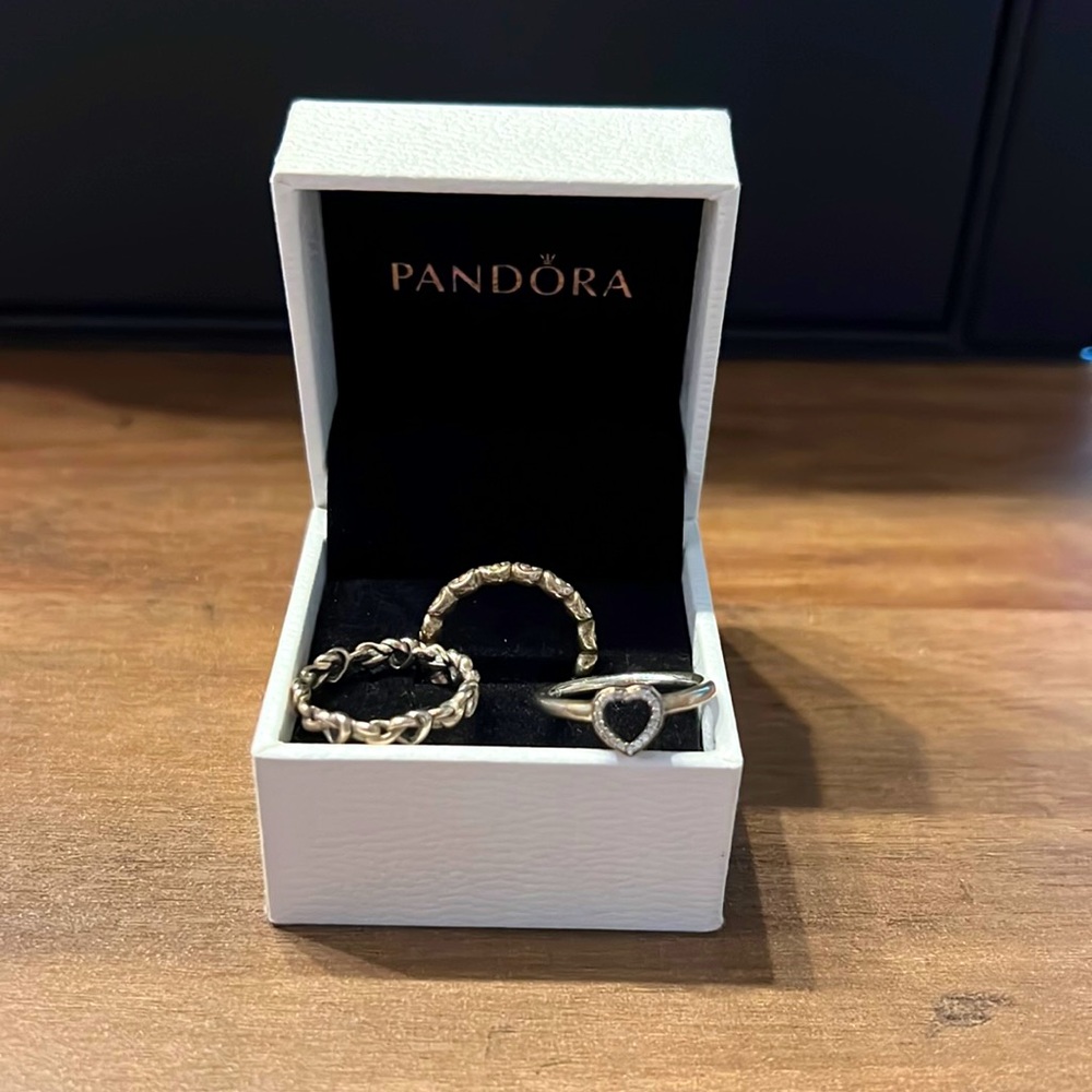 3 pandora rings Size 6